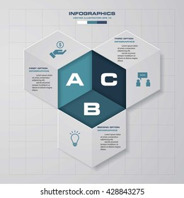 Abstract 3 steps template with free space for your sample text&data. Vector Illustration