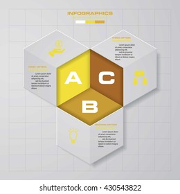 Abstract 3 steps template with free space for your sample text&data. Vector Illustration