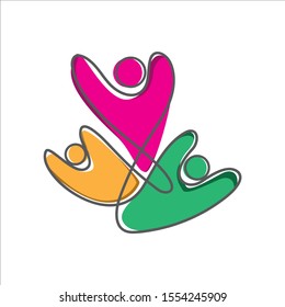 abstract 3 Three people logo template vector design group sign of persons community symbol