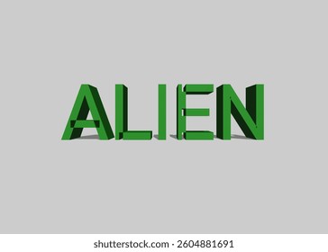 Abstract 3D Alien Text Effect Design White Background