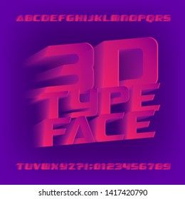 Abstract 3D alphabet font. 3d effect letters and numbers. Stock vector typescript for your design.