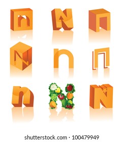 Abstract 3D Alphabet Letter M Symbol Icon Set EPS 8 vector grouped for easy editing.