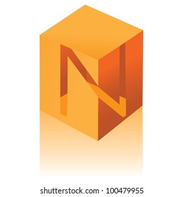 Abstract 3D Alphabet Letter N Cube Symbol Icon EPS 8 vector grouped for easy editing.