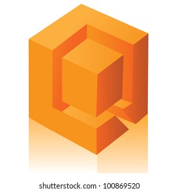 Abstract 3D Alphabet Letter Q Cube Symbol Icon EPS 8 vector grouped for easy editing.