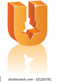 Abstract 3D Alphabet Letter U Cube Star Symbol Icon EPS 8 vector grouped for easy editing.