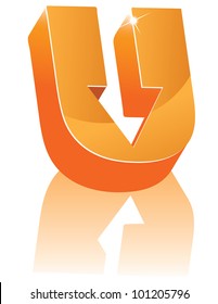 Abstract 3D Alphabet Letter U Cube Star Symbol Icon EPS 8 vector grouped for easy editing.