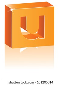 Abstract 3D Alphabet Letter U Cube Star Symbol Icon EPS 8 vector grouped for easy editing.