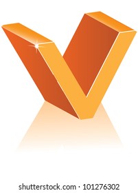 Abstract 3D Alphabet Letter V Cube Symbol Icon EPS 8 vector grouped for easy editing.