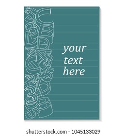 Abstract 3D alphabet ornament border . Book concept for school. Your Text Here. Vector illustration