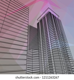 Abstract 3D Architectural Wireframe