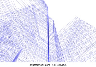 abstract 3d architecture building, vector background