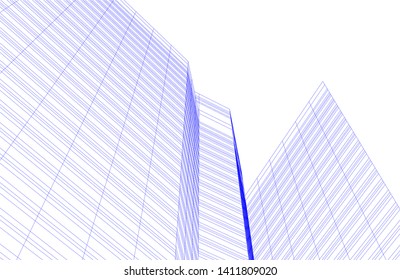 abstract 3d architecture building, vector background