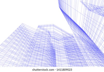 abstract 3d architecture building, vector background