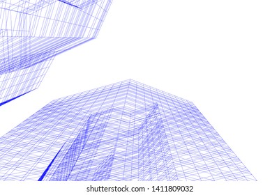 abstract 3d architecture building, vector background