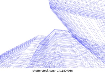abstract 3d architecture building, vector background