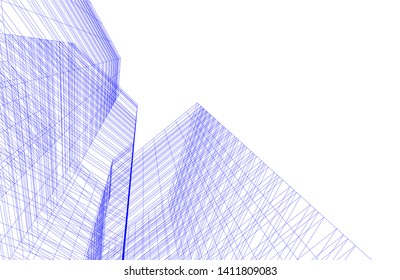 abstract 3d architecture building, vector background