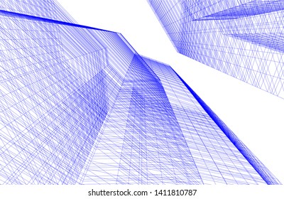 abstract 3d architecture building, vector background