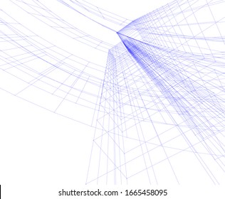 arquitectura abstracta 3d, fondo lineal