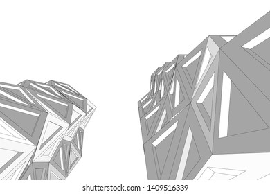 abstract 3d architecture, vector background