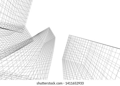 abstract 3d architecture, vector background