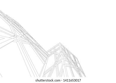 abstract 3d architecture, vector background