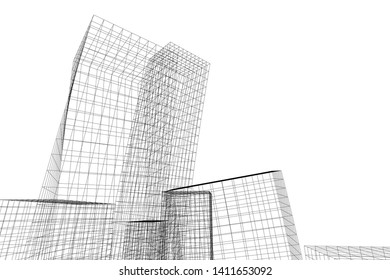 abstract 3d architecture, vector background