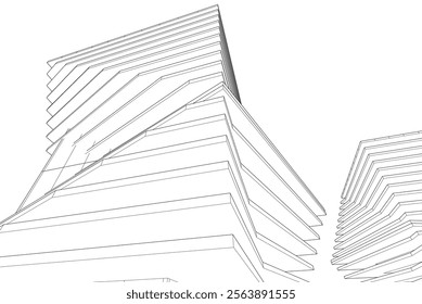Abstract 3d architecture, vector background