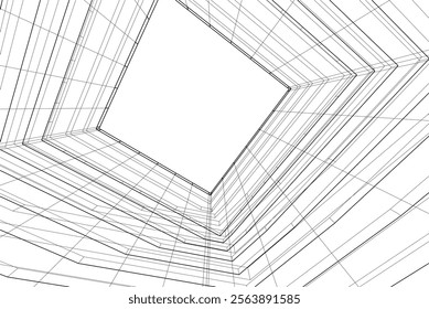 Abstract 3d architecture, vector background