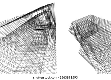 Abstract 3d architecture, vector background