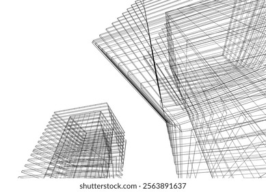 Abstract 3d architecture, vector background