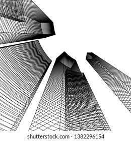 abstract 3d architecture vector illustration