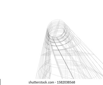 abstract 3d architecture vector illustration