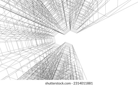 ilustración vectorial de arquitectura 3d abstracta