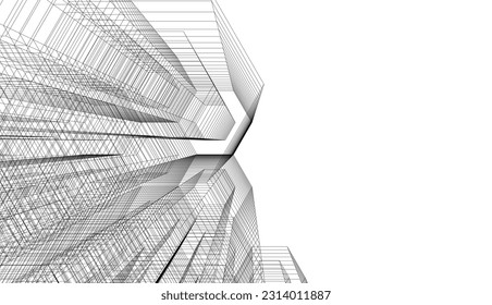 abstrakte 3D-Architektur, Vektorgrafik