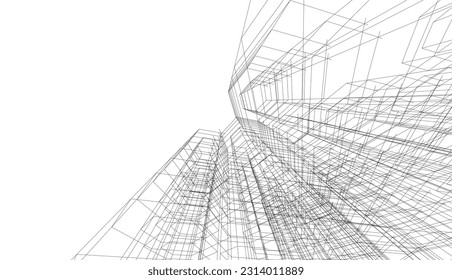 abstract 3d architecture vector illustration
