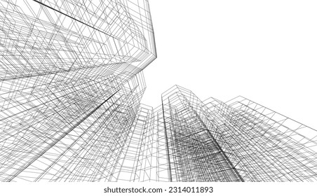 abstract 3d architecture vector illustration