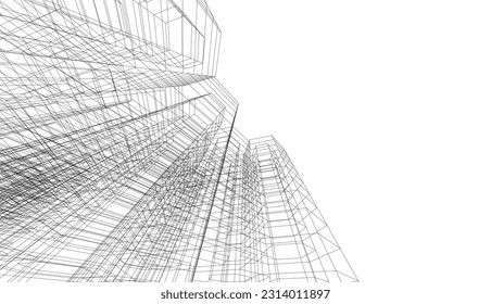 abstract 3d architecture vector illustration