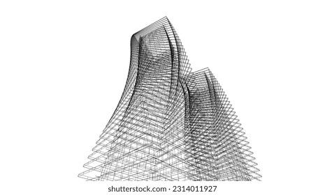 abstrakte 3D-Architektur, Vektorgrafik