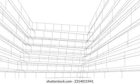 ilustración vectorial de arquitectura 3d abstracta