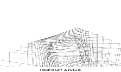 ilustración vectorial de arquitectura 3d abstracta