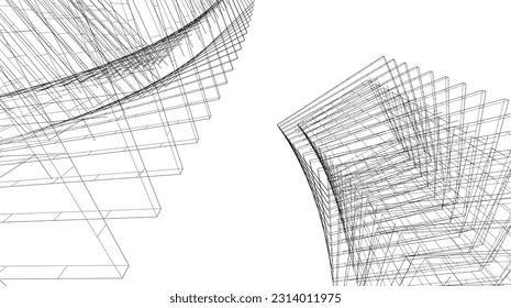 abstract 3d architecture vector illustration