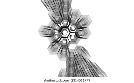 abstract 3d architecture vector illustration