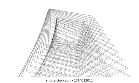 ilustración vectorial de arquitectura 3d abstracta