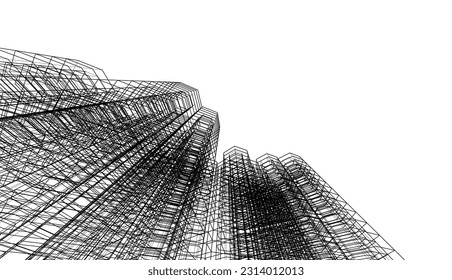 abstract 3d architecture vector illustration