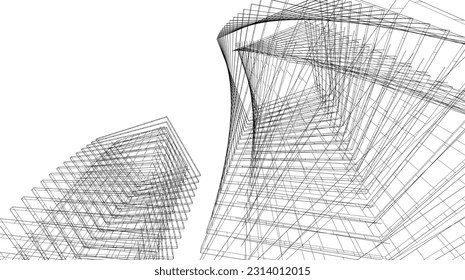 abstract 3d architecture vector illustration