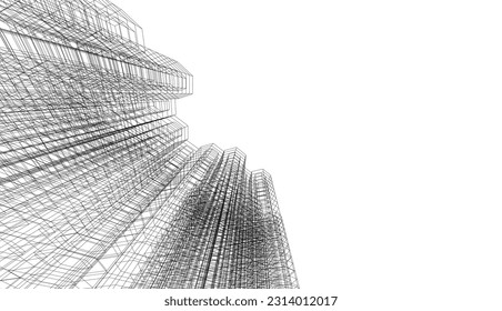 abstract 3d architecture vector illustration
