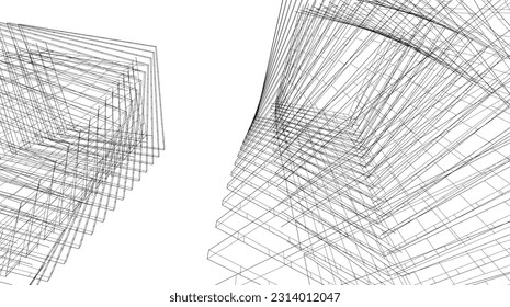 abstract 3d architecture vector illustration