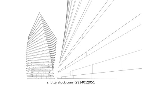 abstract 3d architecture vector illustration