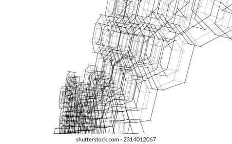 abstract 3d architecture vector illustration