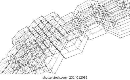 abstract 3d architecture vector illustration